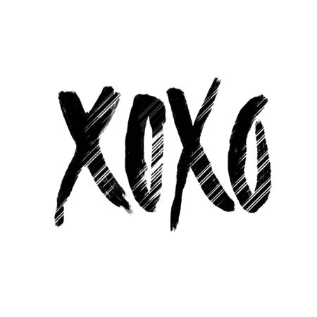 Hand drawn lettering Xoxo. Vector art. Handwritten script sign or slogan - perfect design element for banner, flyer, postcard or poster.のイラスト素材