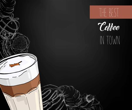 Coffee background. Vintage design for coffee shop, restaurant menu.のイラスト素材