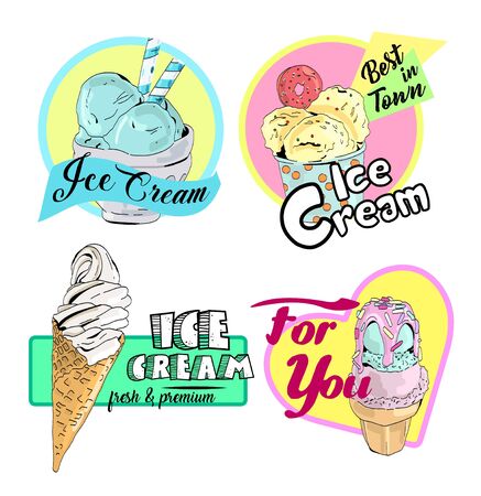 Ice cream emblems, labels and badges collection.のイラスト素材