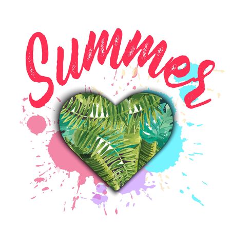 Exotic Summer Design. Tropical Palm Leaves Background. Vector. T-shirt Fashion Graphic.のイラスト素材