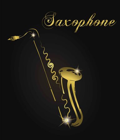 Golden saxophone silhouette.のイラスト素材