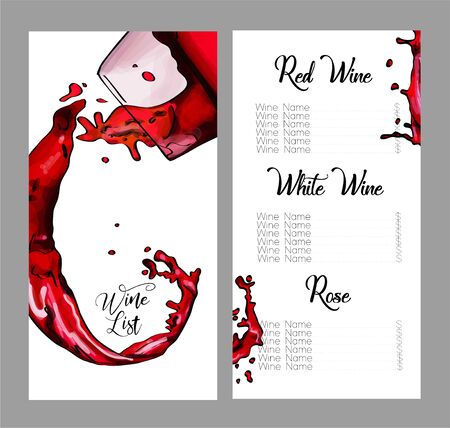 Vector design for wine list. Glass of wine with splashes.のイラスト素材