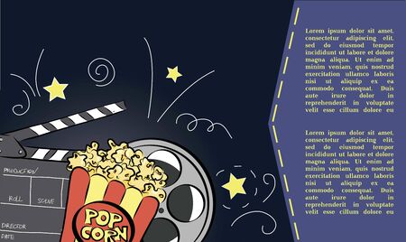 Cinema background or banner. Movie flyer or ticket template.のイラスト素材