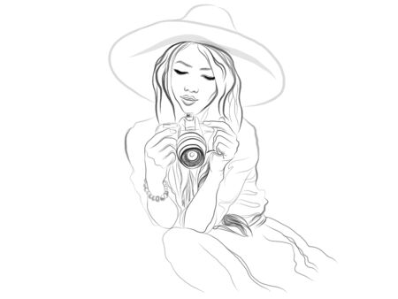 Fashion photographer girl.のイラスト素材