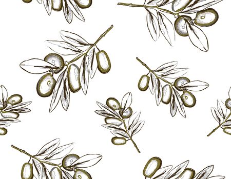 Seamless pattern of olive branch.のイラスト素材