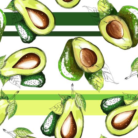 Seamless pattern with avocado.のイラスト素材