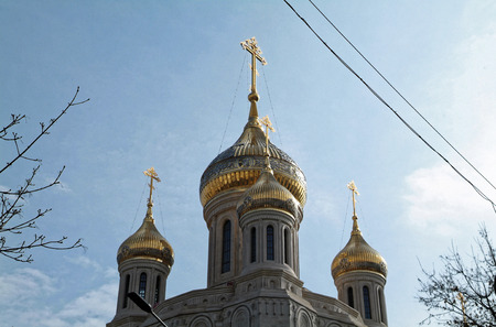 Orthodox Church in Moscow in the spring, a boulevard ring
