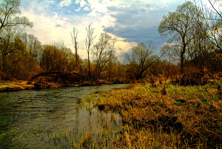 the spring river in Russia, river Shan, Kaluga oblast