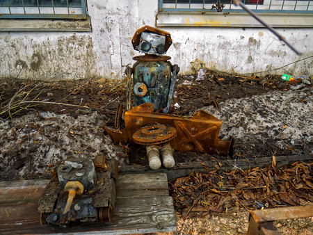 Sculpture from auto parts, Moscow, South-Western suburbsの写真素材