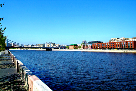 the embankment of the Moscow river in spring, Crimean embankmentの写真素材