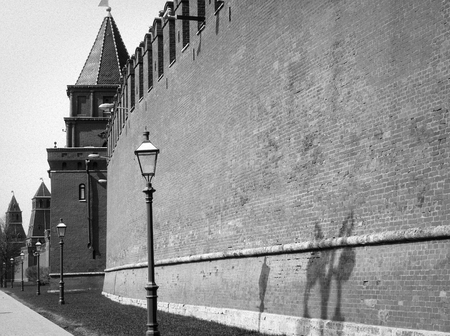 The Kremlin , in black-and-white photo of a clear day in Aprilの写真素材