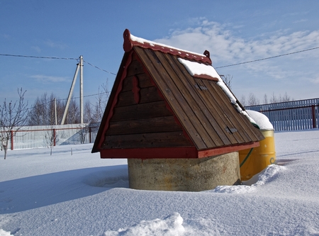 frosty morning in a holiday village, Russiaの写真素材