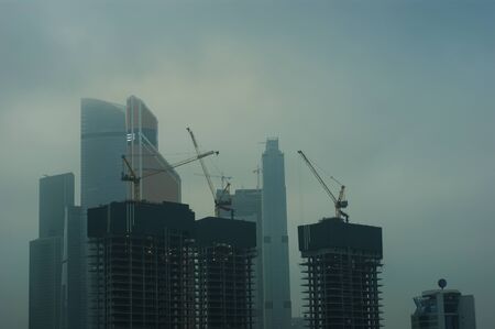 office buildings in the city center in autumn, Moscowの写真素材