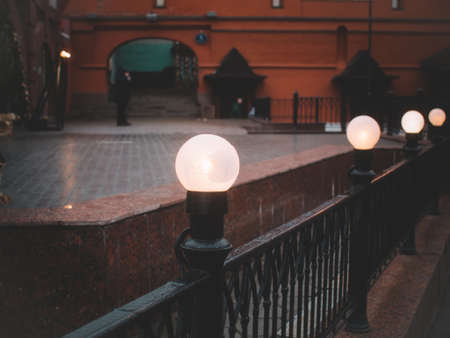 broken street lamp in winter, Moscow