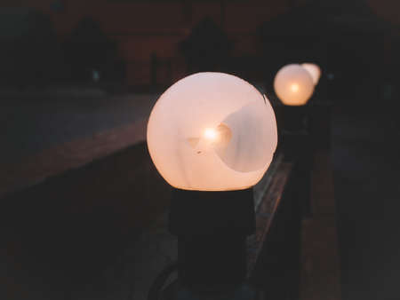 broken street lamp in winter, Moscowの写真素材