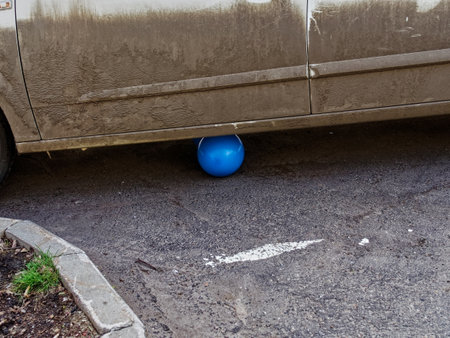 deflated balloons lie on the ground, Moscowの写真素材