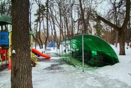 Children's Playground in winter, Moscowの写真素材