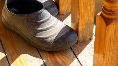 old shoes in a country house, in summerの写真素材