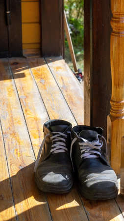 old shoes in a country house, in summerの写真素材