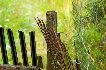 old gate in the fence in the gardenの写真素材