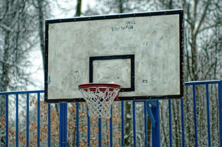sports ground in the park in winterの写真素材