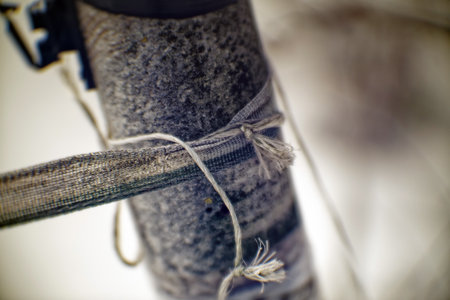 A post in an asbestos pipe fence, close-up
