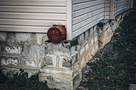 old wooden house in the village in autumn, Russiaの写真素材