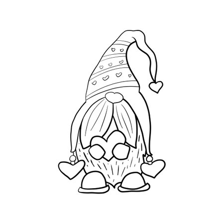 Merry Christmas gnome, scandinavian dwarf, snowflakeのイラスト素材