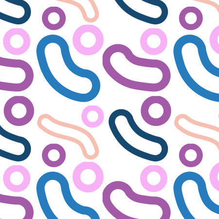 Fun colorful line doodle seamless pattern. Creative minimalist style art background for children or...