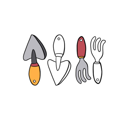 vector illustration for your design. Colored and black line outline. garden set.のイラスト素材