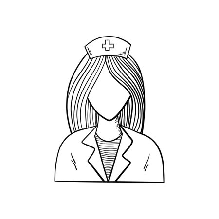 vector illustration. Dentist's tools. Black outline on a white background. nurse. Doctorのイラスト素材