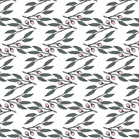 Two-color vector floral pattern. Design for wallpaper, wrapping paper, background, fabric. Vector seamless pattern with decorative climbing flowers.のイラスト素材