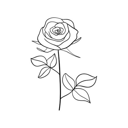 Vector illustration isolated on white background. Black line flowers icons set. Vector isolated floral elements.のイラスト素材
