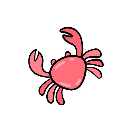 Crab character smiling with big claws on white.のイラスト素材