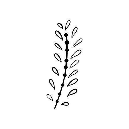 Botanical linear leaf. Abstract minimalist leaves collection, creative herbal art. Vector illustrationのイラスト素材