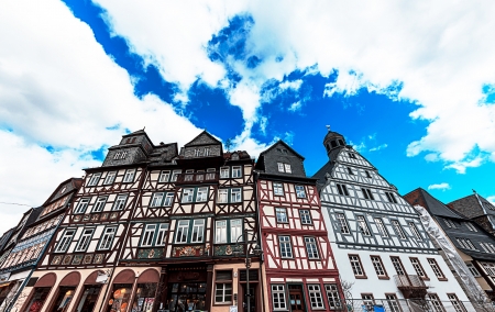 Colorful old half timbered houses in Butzbach, Germany