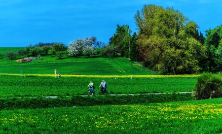 By bike into the springtimeの写真素材