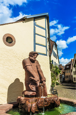 The Fischerbrunnen in Lohr am Main in Spessart Mountains, Bavaria, Germanyの写真素材