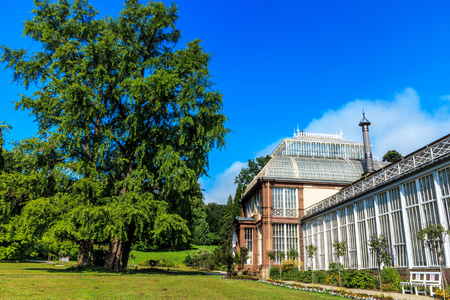The big Greenhouse  Orangery  in Kassel in the Karlsaue Castle Park, North Hesse, Germany  Today it is used as an astronomy and physical cabinetのeditorial素材