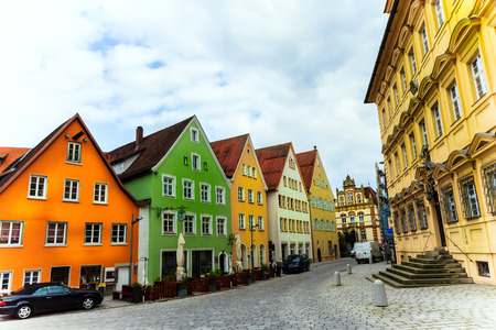 A row of colorful houses in Ellwangen, Germanyのeditorial素材