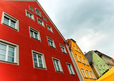 A row of colorful houses in Ellwangen, Germanyのeditorial素材