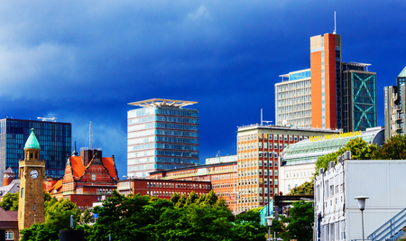 Architecture at the Port of Hamburg on the Elbe River, Germanyのeditorial素材