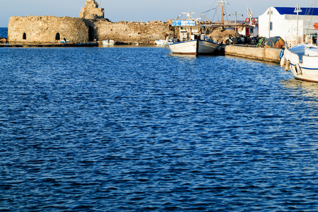 Naoussa fishing port with old Venetian castle, Paros Iceland, Cyclades, Greece