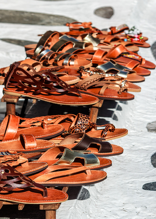 Traditional Greek Handmade Summer Sandals from Mykonosの写真素材
