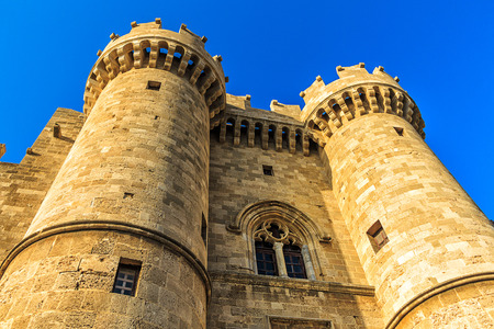 The Grand Masters of the Knights of Rhodes before sunset, a medieval castle of the Hospitaller Knights on the Iceland of Rhodes, Greeceのeditorial素材