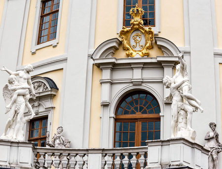 Baroque palace in historic Ludwigsburg, near Stuttgart, Germanyの写真素材