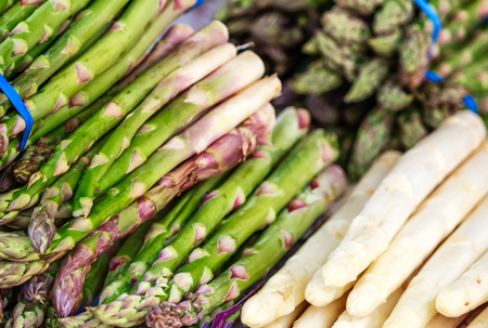 Green and white asparagusの写真素材