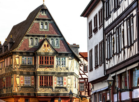 Historic medieval houses in picturesque little town Miltenberg, Germanyのeditorial素材
