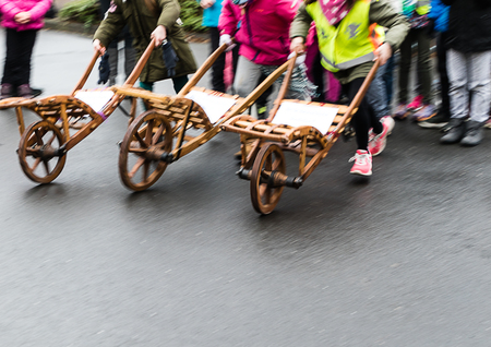 An original fun contest - Wheelbarrow raceの写真素材