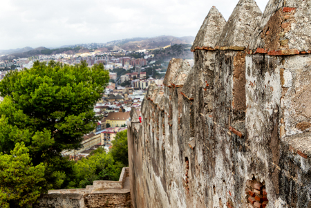 Costa del Sol, Andalusia, Spain - The Castillo de Gibralfaro sits on a high hill overlooking Malaga city and port, and dates back to the 10th century.のeditorial素材